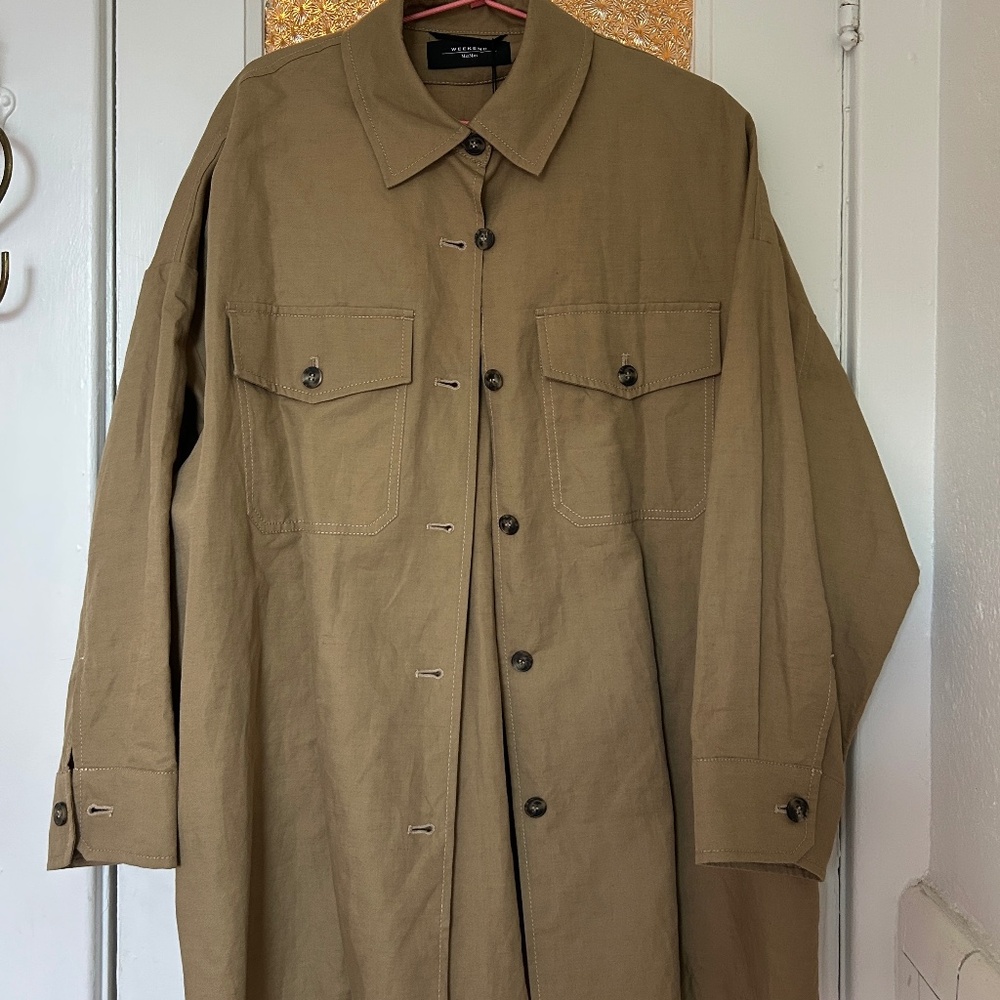 Max Mara Weekend Shirt Jacket in Camel Cotton/Linen New With Tags